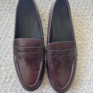 Banana Republic Oxblood Leather Penny Loafers - Burgundy Flat Shoes